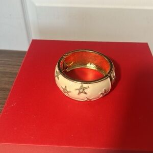 Enamel beige starfish clamped cuff fashion with crystal bangle